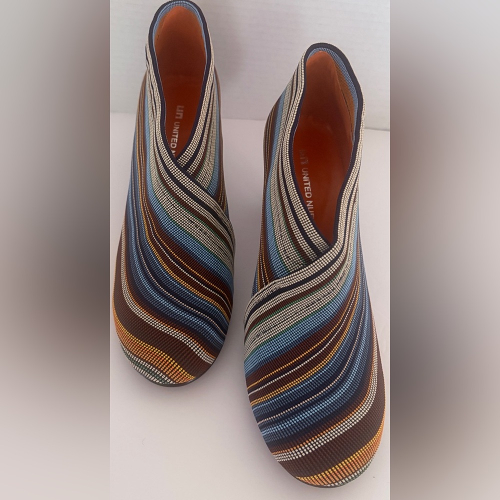 UN United Nude Women's Fold Multi Color Striped Ankle Bootie 39See US CONV Table